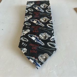 Protect & Serve Men's Necktie Police Badge Cop Law Enforcement Black Neck Tie